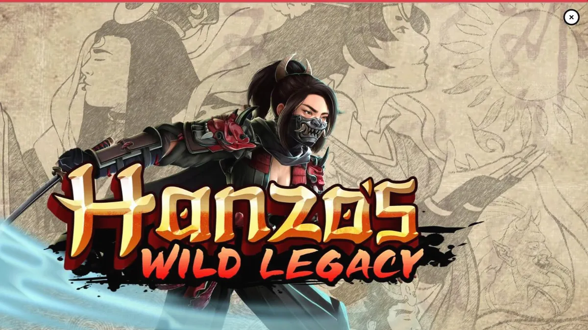 Tampilan visual slot Hanzo’s Wild Legacy dengan tema ninja wanita dan latar belakang feodal Jepang.