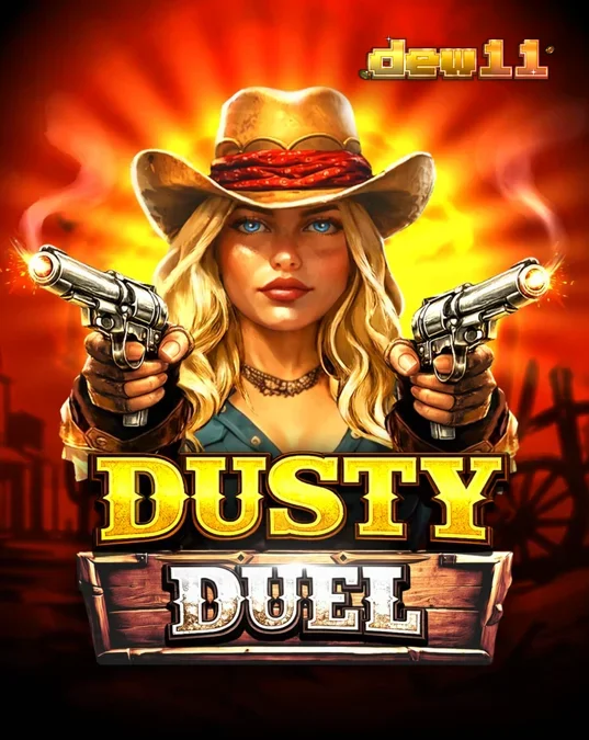 Tampilan visual slot Dusty Duel dengan tema Wild West yang kental